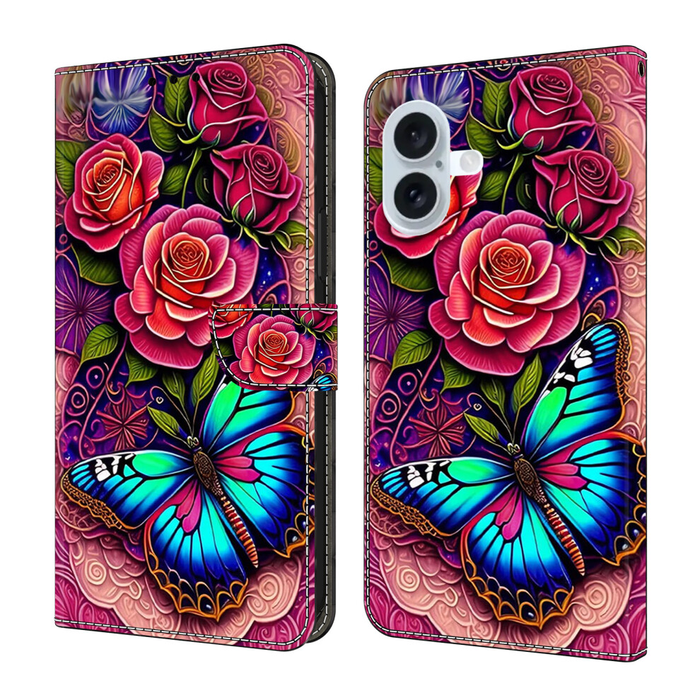 (Iphone 17, Colorful Butterfly) For Iphone 17 Case Pu Leather Wallet Phone Cover With Stand 6914286054708