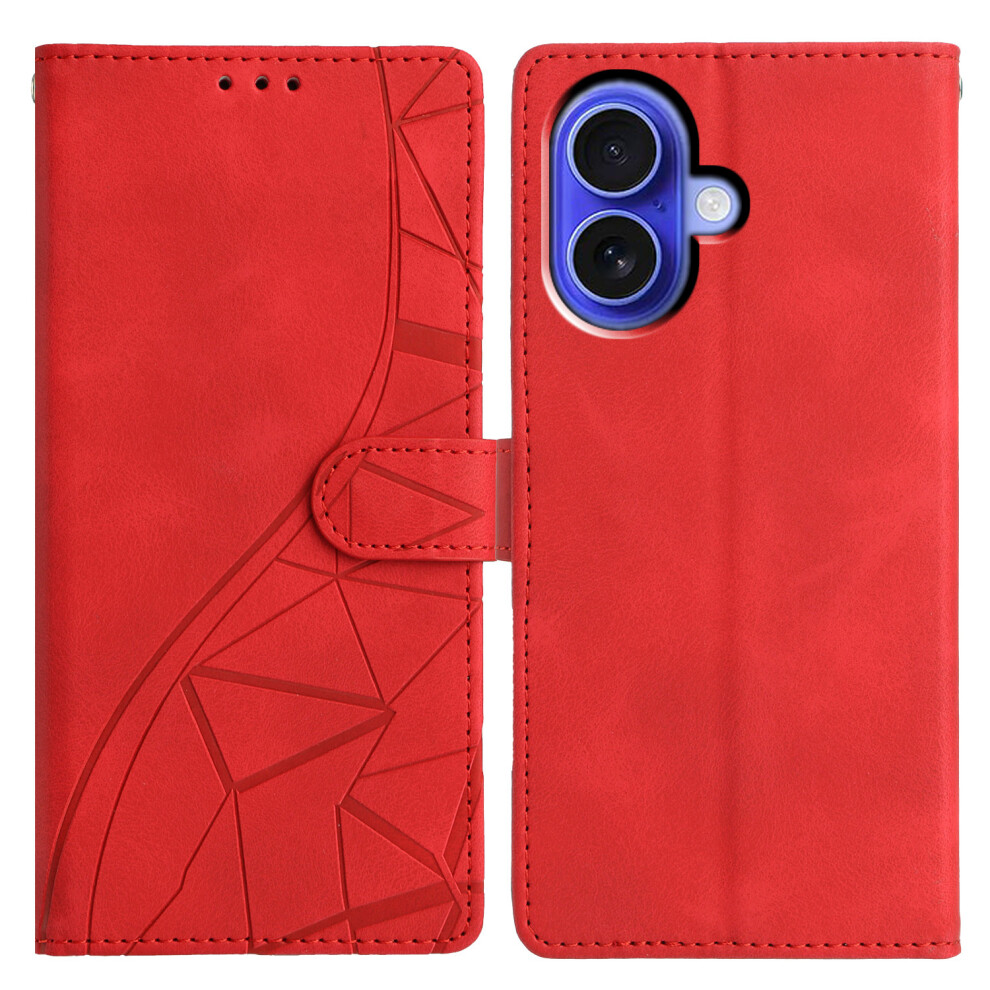 (Iphone 17, ) For Iphone 17 Wallet Case Folio Stand Card Holder Business Style Flip Cover Red 6914289047325