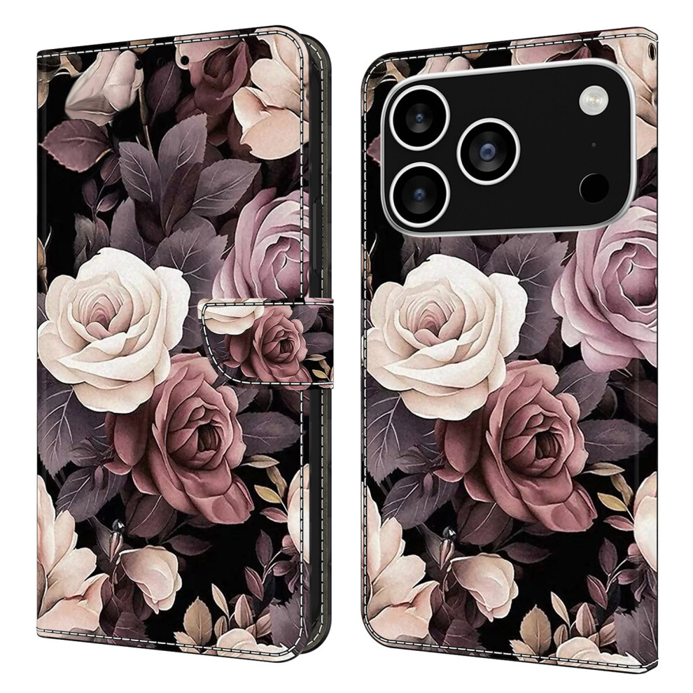 (Iphone 17 Pro Max, Rose) For Iphone 17 Pro Max Case Pu Leather Wallet Phone Cover With Stand 6914281548394