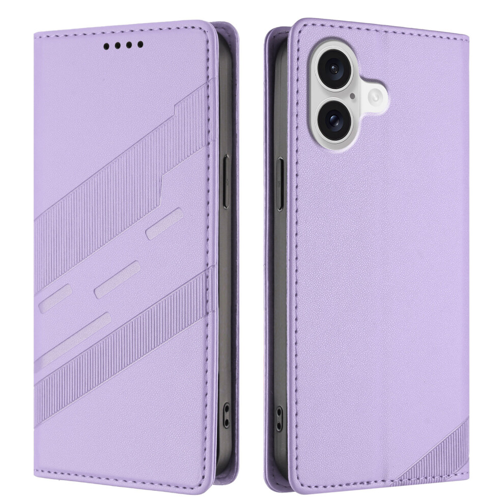 (Iphone 17, Light ) For Iphone 17 Phone Cases Punk Style Imprinted Wallet Stand Leather Cover Purple 6914283698783
