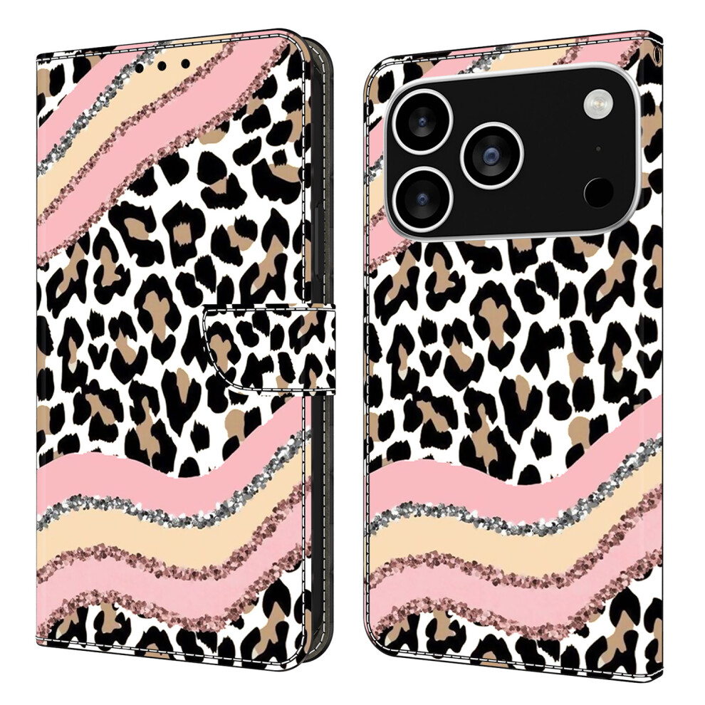 (Iphone 17 Pro, Striped Leopard) For Iphone 17 Pro Case Wallet Stand Pattern Printing Pu Leather Flip Phone Cover 6914284949471