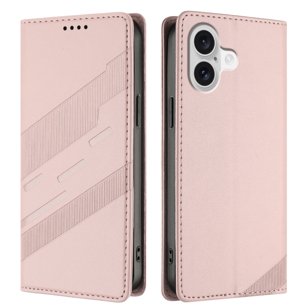 (Iphone 17, ) For Iphone 17 Phone Cases Punk Style Imprinted Wallet Stand Leather Cover Pink 6914288965064