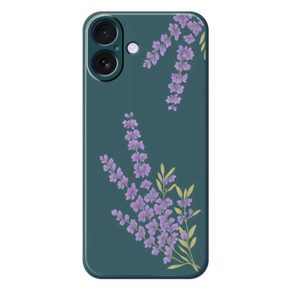 (Iphone 17, Green) For Iphone 17 Case Lavender Pattern Printing Straight Edge Tpu Phone Back Cover Green,Purple 6914286399823