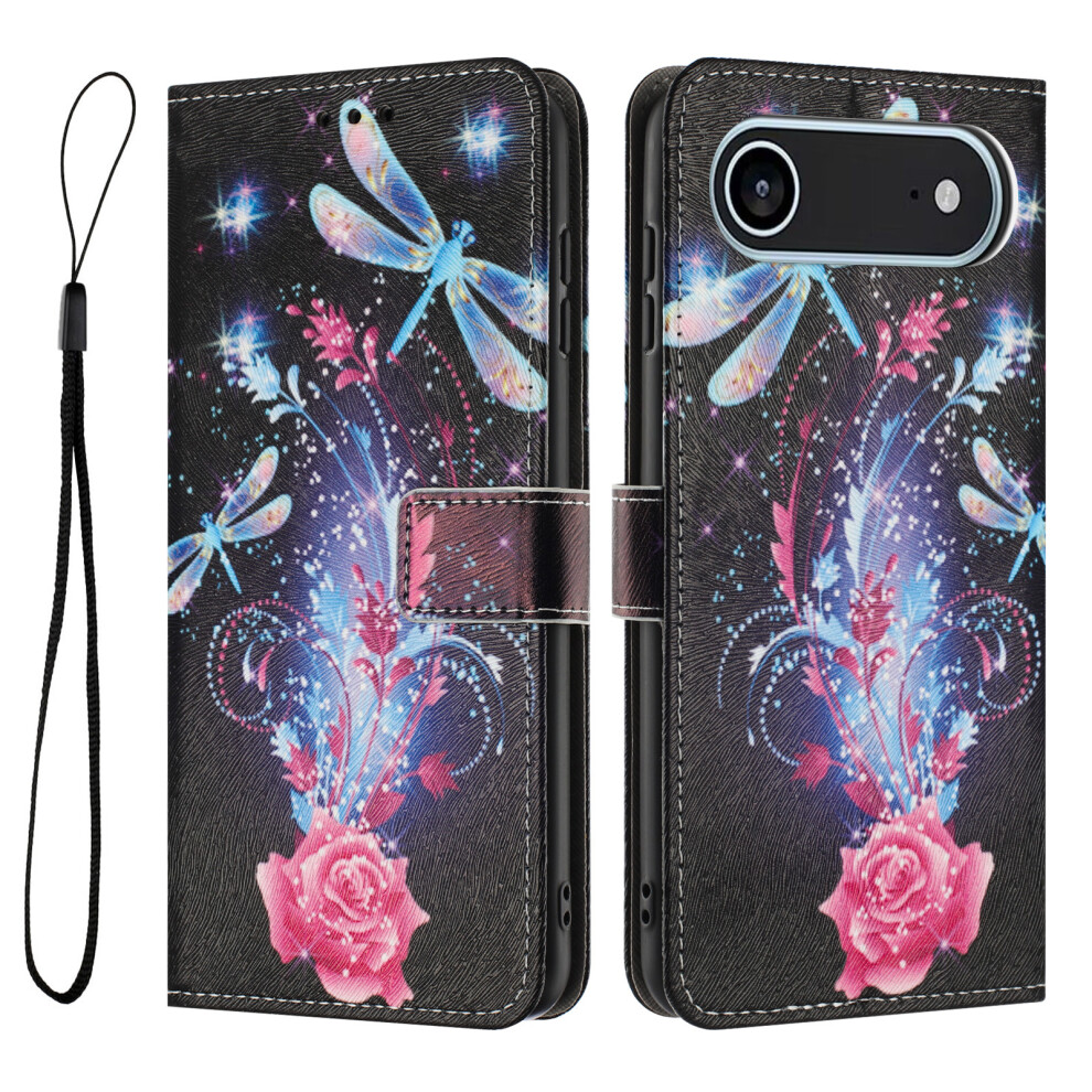 (Iphone Air, Dragonfly) For Iphone Air Wallet Case Pattern Printing Pu Leather Phone Cover With Lanyard 6914285760792