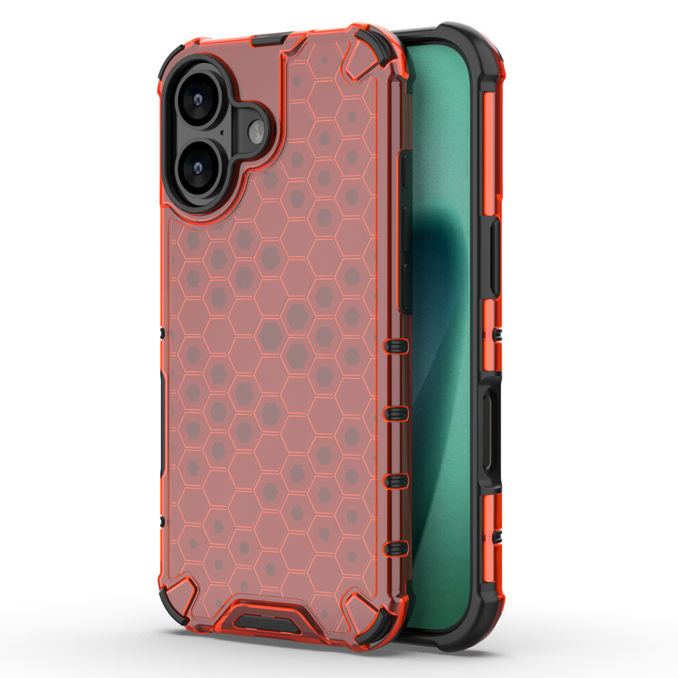 (Iphone 17, ) For Iphone 17 Case Honeycomb Shape Shockproof Pc+Tpu Phone Cover Red 6914280120720