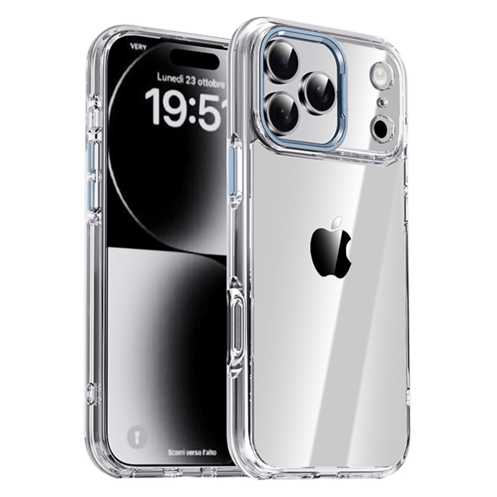 (Iphone 17 Pro, ) Ipaky For Iphone 17 Pro Clear Case Metal Lens Frame Shockproof Tpu Phone Cover Blue 6914281308196