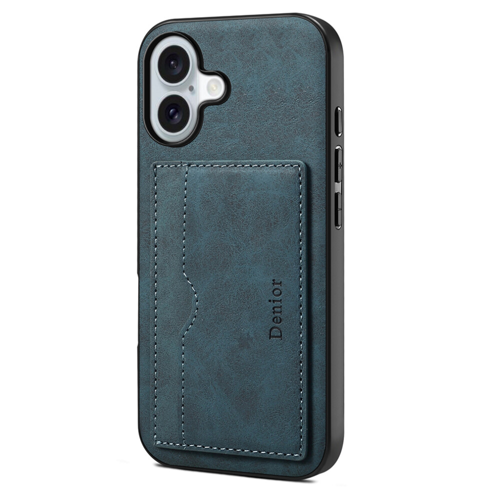 (Iphone 17, ) Denior For Iphone 17 Case Card Holder Kickstand Leather Phone Back Cover Blue 6914286507976
