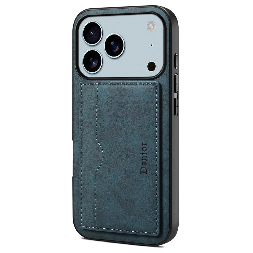 (Iphone 17 Pro Max, ) Denior For Iphone 17 Pro Max Case Card Holder Kickstand Leather Phone Back Cover Blue 6914282604273