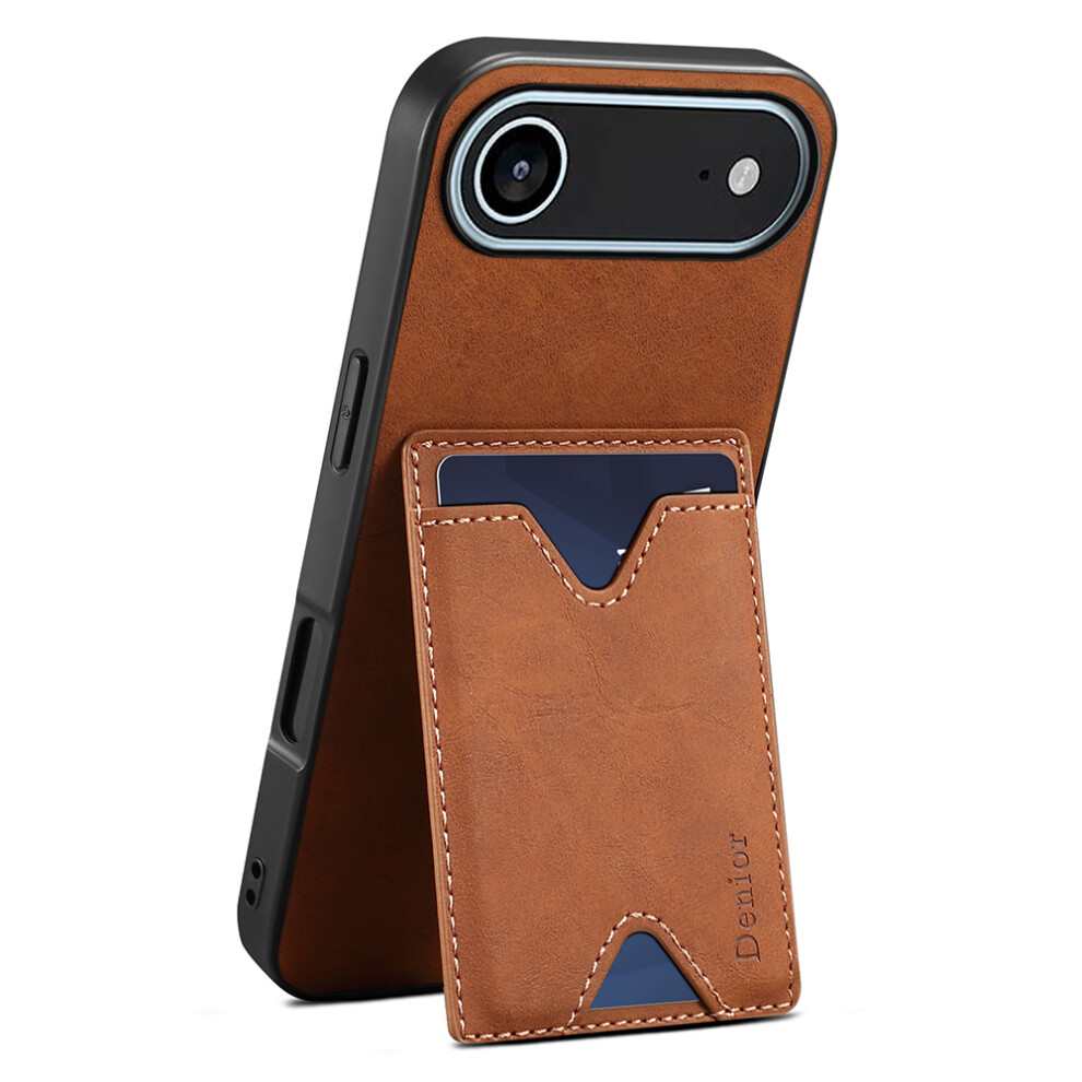 (Iphone Air, ) Denior For Iphone Air Case Card Holder Kickstand Leather+Pc+Tpu Phone Cover Brown 6914281699201
