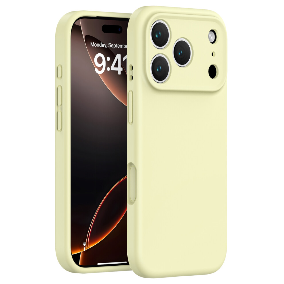 (Iphone 17 Pro, Cream Yellow) For Iphone 17 Pro Case Precision Fit Pc+Liquid Silicone Protective Phone Cover With Microfiber Lining Cream,Yellow 6914285845253