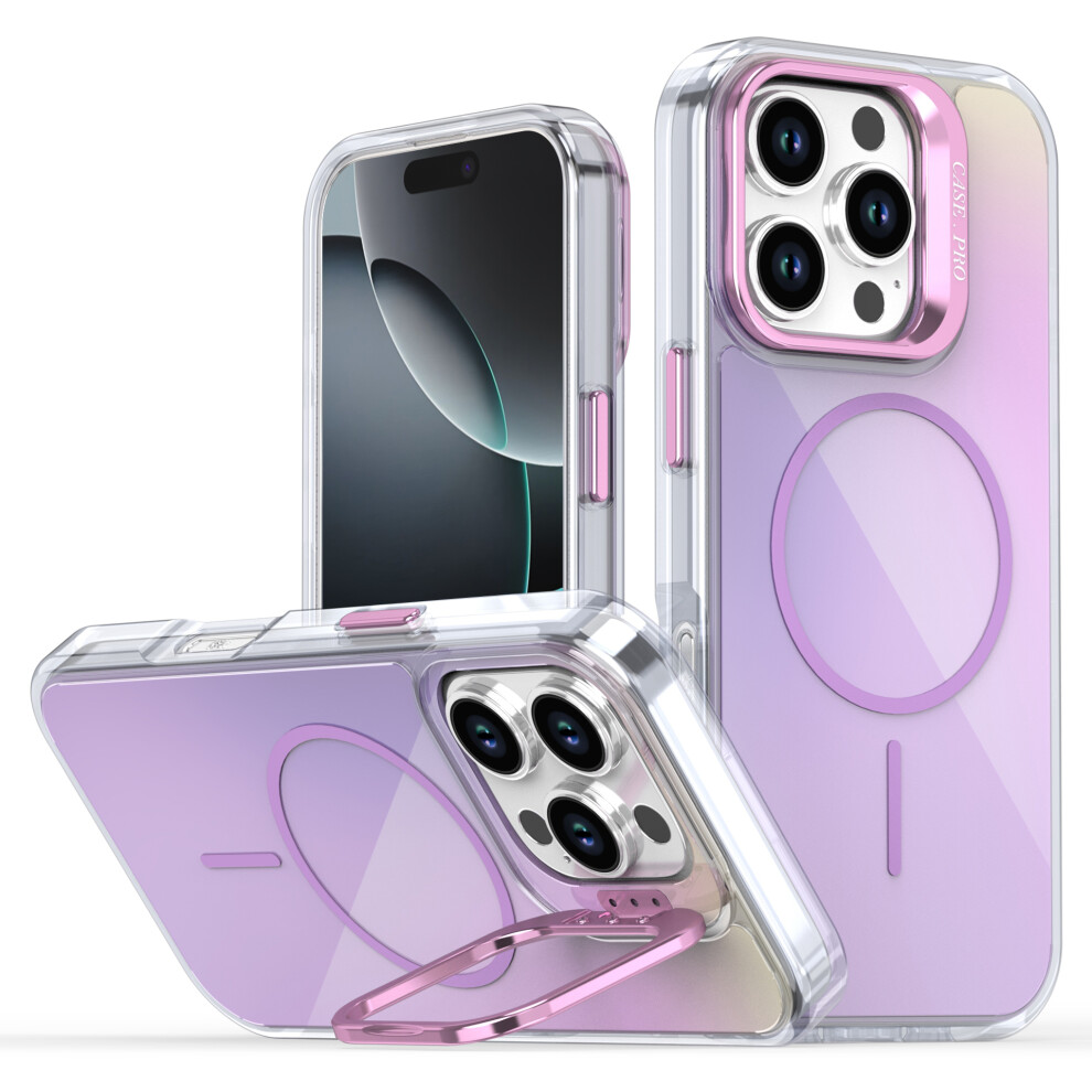 (Iphone 16 Pro, ) For Iphone 16 Pro Case Compatible With Magsafe Tpu+Acrylic Gradient Phone Cover With Kickstand Purple 6914288176415
