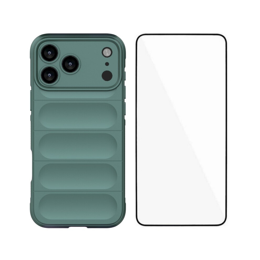 (Iphone 17 Pro Max, Army ) For Iphone 17 Pro Max Tpu Case Wanlonfeng Hd Series Anti Slip Phone Cover With Tempered Glass Green 6914289043730
