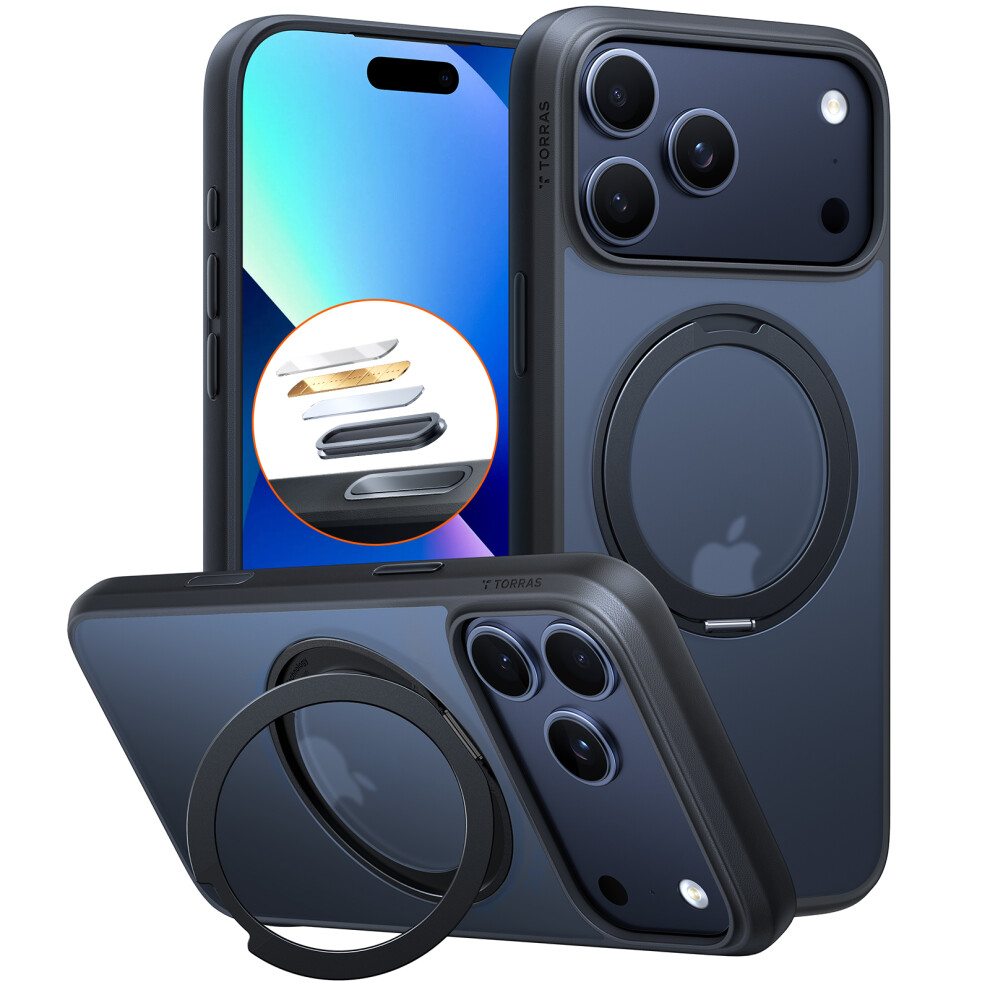 (Iphone 17 Pro Max, ) Torras Ostand Pro Series Park For Iphone 17 Pro Max Magnetic Case Rotating Kickstand Tpu+Pc Phone Cover Black 6914286339423