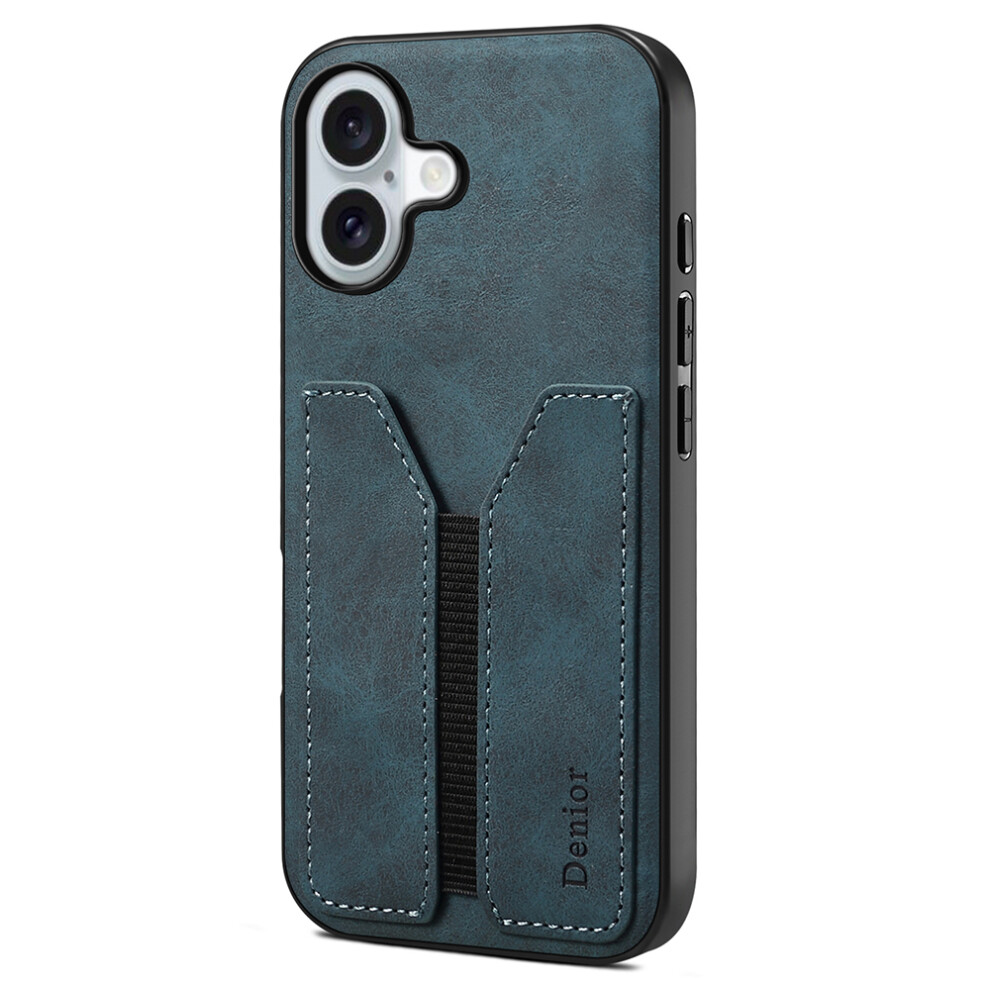(Iphone 17, ) Denior For Iphone 17 Case Elastic Card Holder Pu Leather+Tpu+Pc Phone Cover Blue 6914285079511