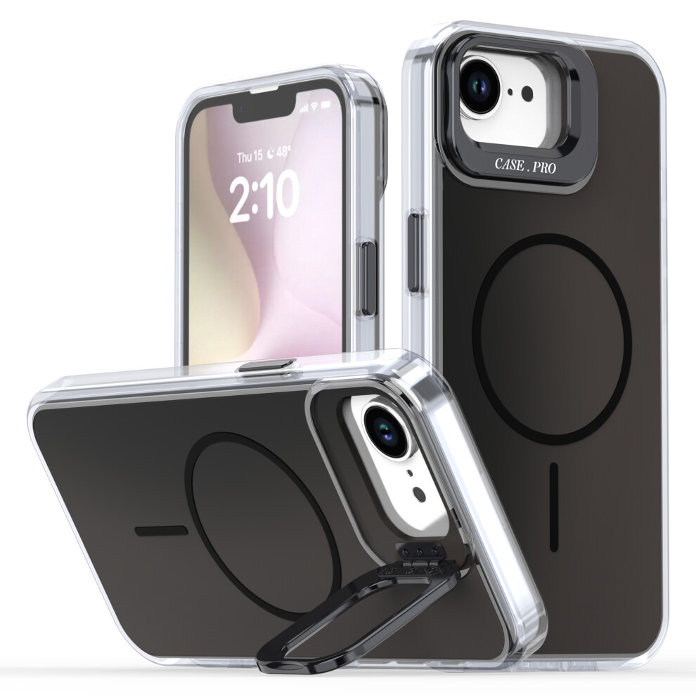 (Iphone 16E, ) For Iphone 16E Case Compatible With Magsafe Tpu+Acrylic Phone Cover With Lens Frame Kickstand Black 6914289044386