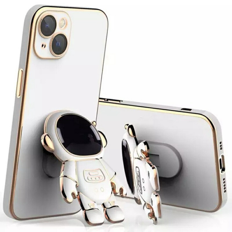 (Iphone 14, ) For Iphone 14 Case Electroplating Soft Tpu Phone Cover Astronaut Hidden Kickstand White 6914283578610