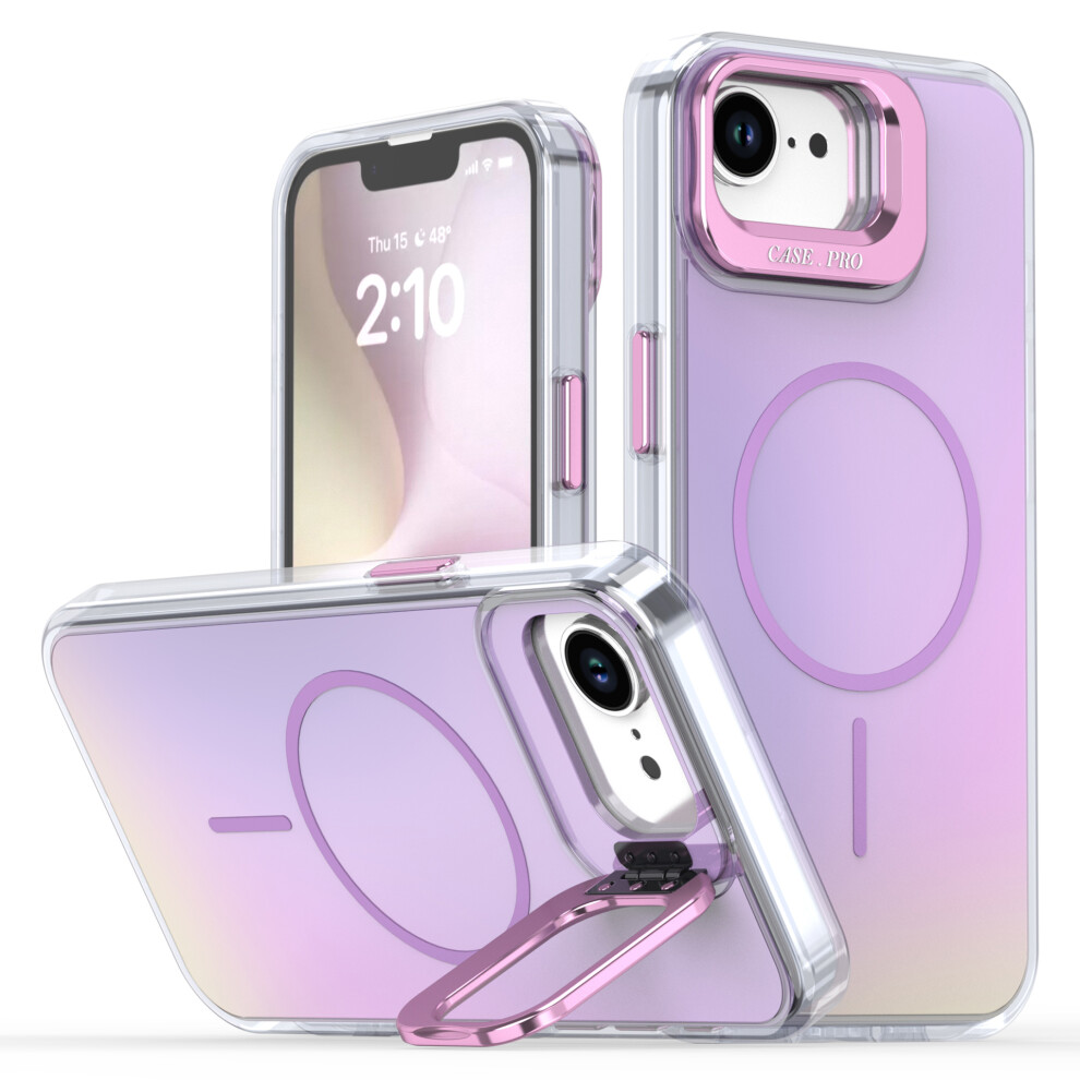 (Iphone 16E, ) For Iphone 16E Case Compatible With Magsafe Tpu+Acrylic Phone Cover With Lens Frame Kickstand Purple 6914284047917