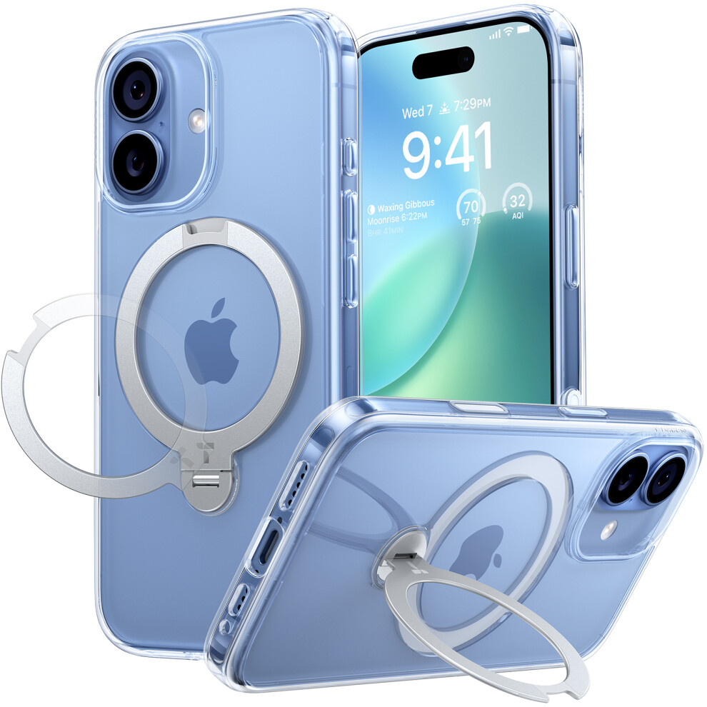 (Iphone 17, Transparent) Torras For Iphone 17 Case Magnetic Rotating Kickstand Pc+Tpu Phone Cover 6914286638489