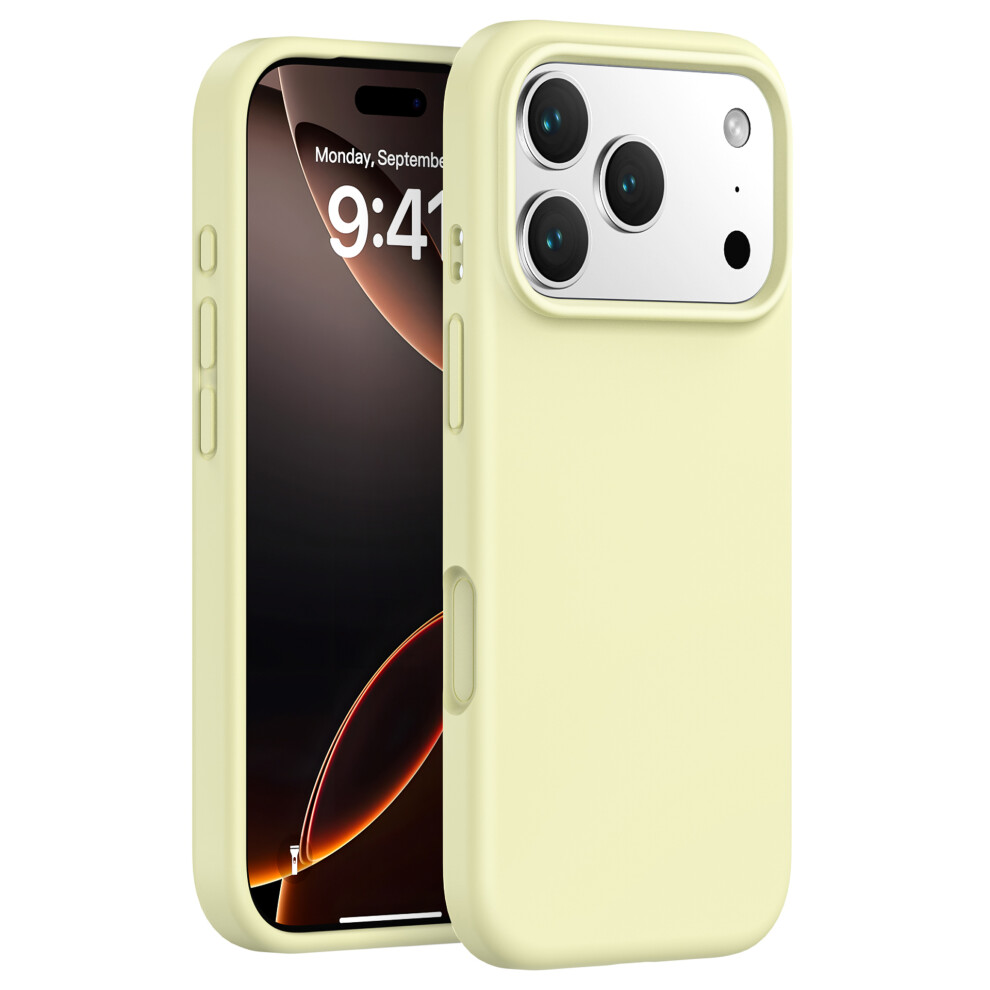 (Iphone 17 Pro, Cream Yellow) For Iphone 17 Pro Case Pc+Liquid Silicone Anti-Scratch Lining Phone Cover Cream,Yellow 6914286311504