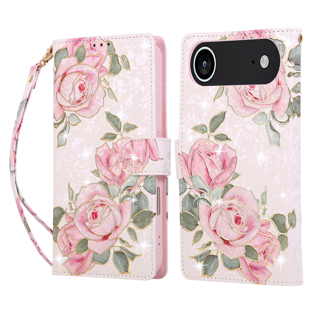 (Iphone Air, Flower) For Iphone Air Case Rfid Blocking Flower Leather Phone Cover With Wrist Strap 6914284968342
