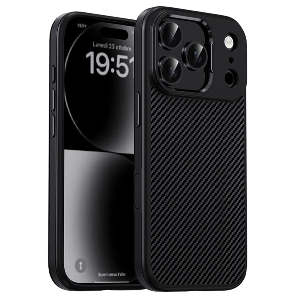 (Iphone 17 Pro, ) Ipaky For Iphone 17 Pro Tpu Case Carbon Fiber Texture Phone Cover Metal Lens Frame Black 6914288253642