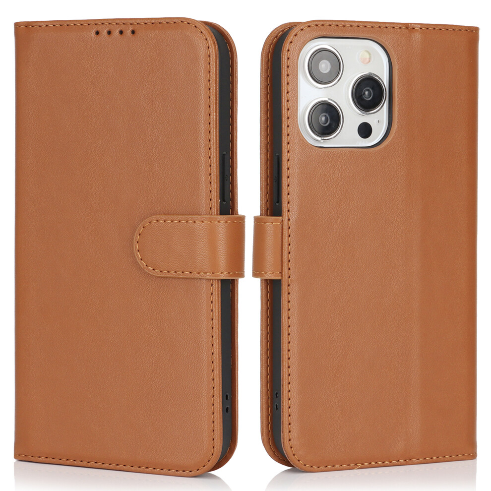 (Iphone 13 Pro, Light ) For Iphone 13 Pro Stand Case Shockproof Leather Wallet Phone Cover Brown 6914281510810