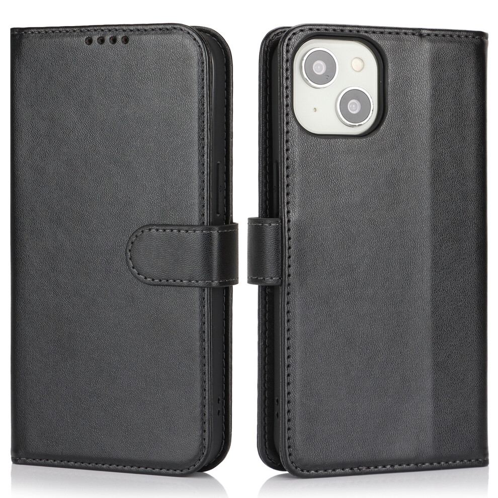 (Iphone 14, ) For Iphone 14/13 Stand Case Shockproof Leather Wallet Phone Cover Black 6914286462954