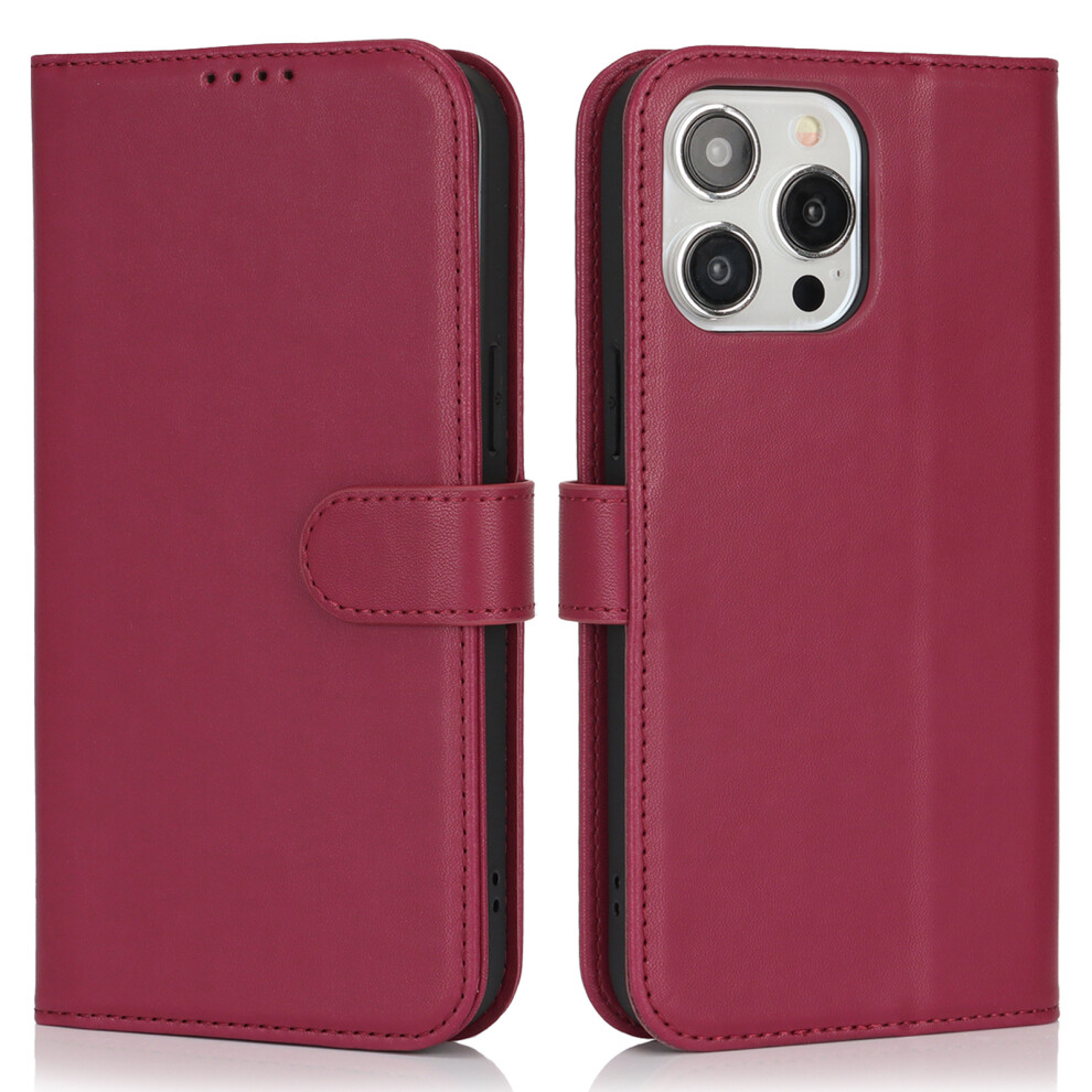 (Iphone 15 Pro Max, ) For Iphone 15 Pro Max Stand Case Shockproof Leather Wallet Phone Cover Red 6914288271424
