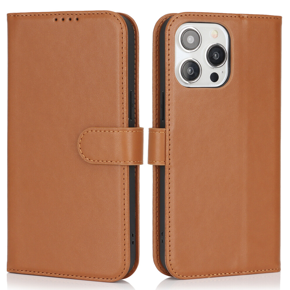 (Iphone 15 Pro Max, Light ) For Iphone 15 Pro Max Stand Case Shockproof Leather Wallet Phone Cover Brown 6914289907629