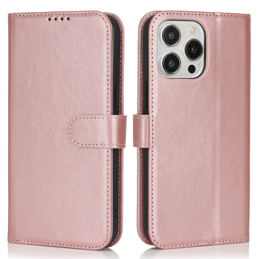 (Iphone 15 Pro, Rose ) For Iphone 15 Pro Stand Case Shockproof Leather Wallet Phone Cover Gold 6914287399372