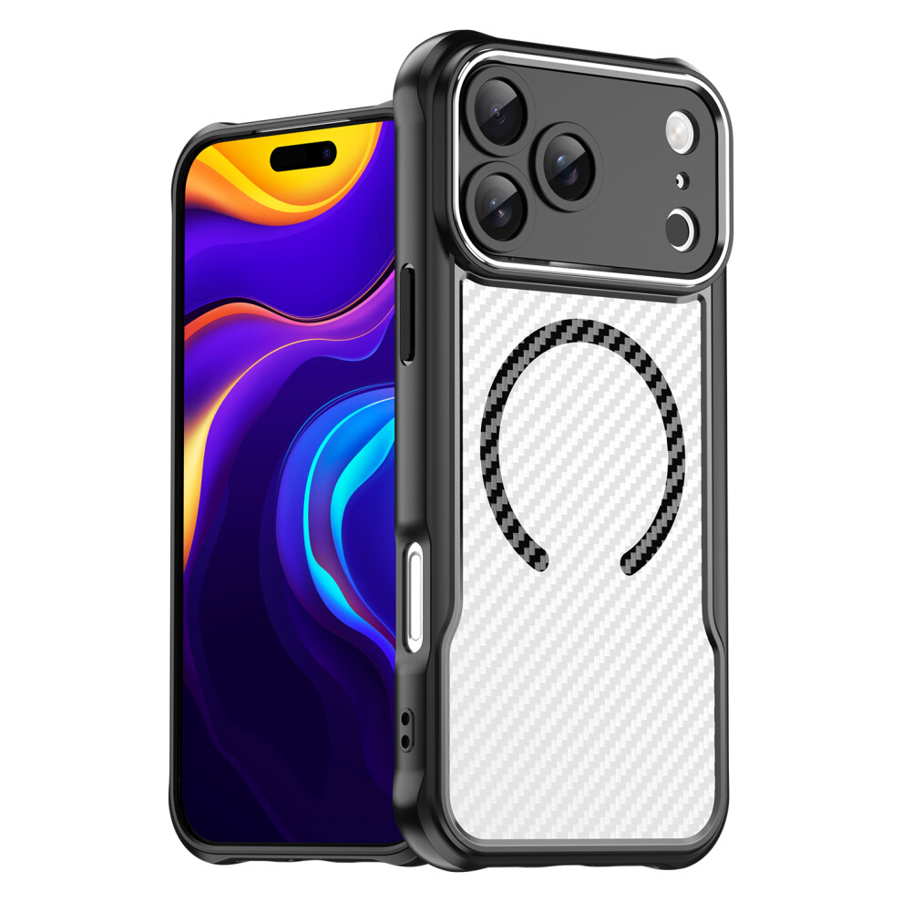(Iphone 17 Pro Max, ) For Iphone 17 Pro Max Case Compatible With Magsafe Hybrid Phone Cover Carbon Fiber Black 6914283701506
