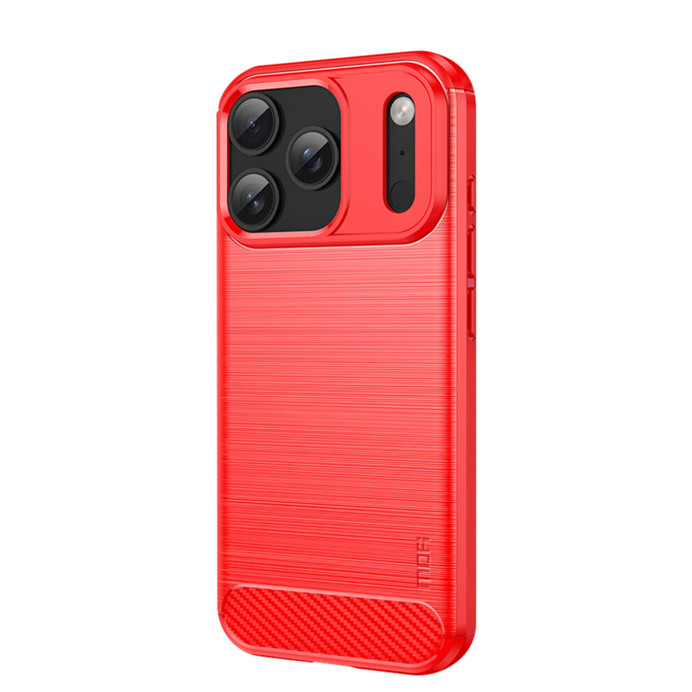 (Iphone 17 Pro, ) For Iphone 17 Pro Back Cover Mofi Brushed Texture Carbon Fiber Soft Tpu Case Red 6914280585352