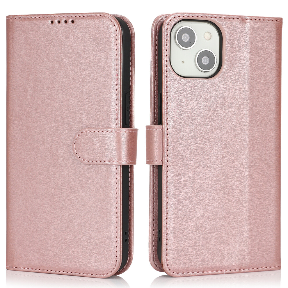 (Iphone 14, Rose ) For Iphone 14/13 Stand Case Shockproof Leather Wallet Phone Cover Gold 6914283462650