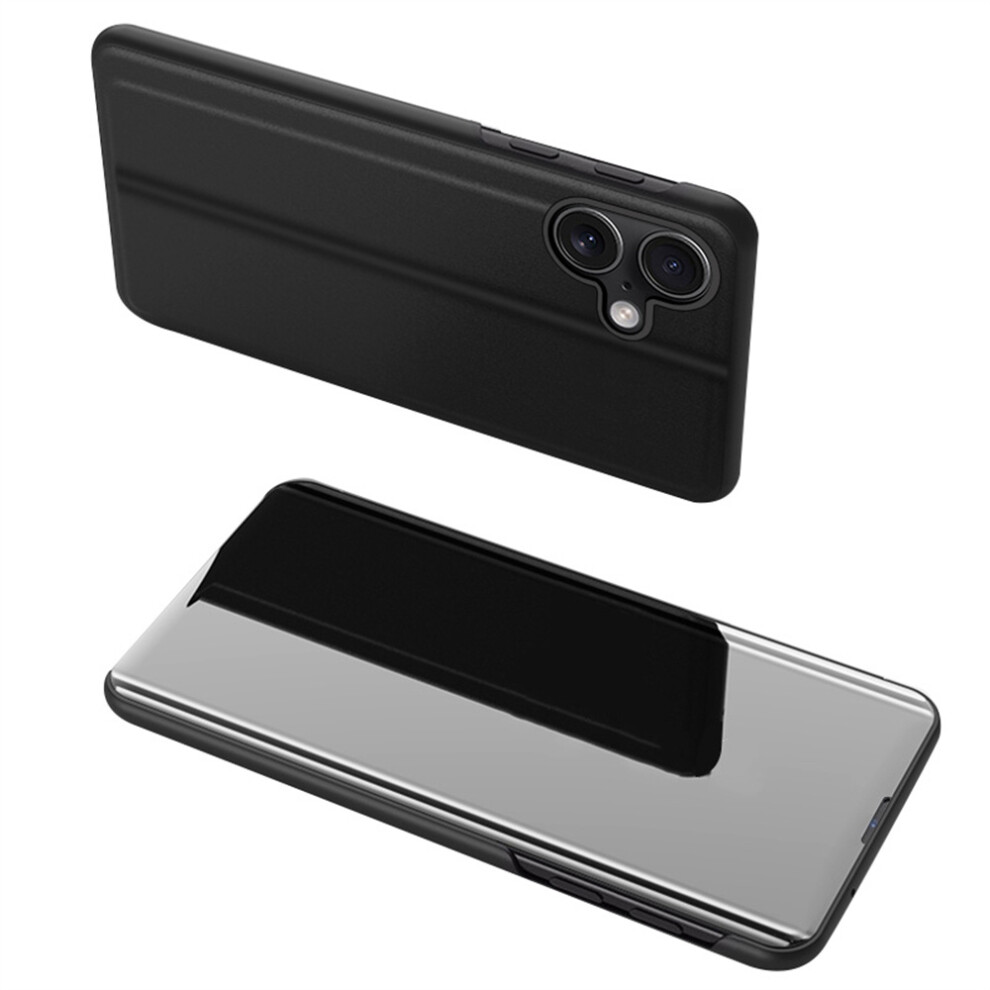 (Iphone 17, ) For Iphone 17 Case View Window Stand Leather Flip Phone Cover Black 6914282208143
