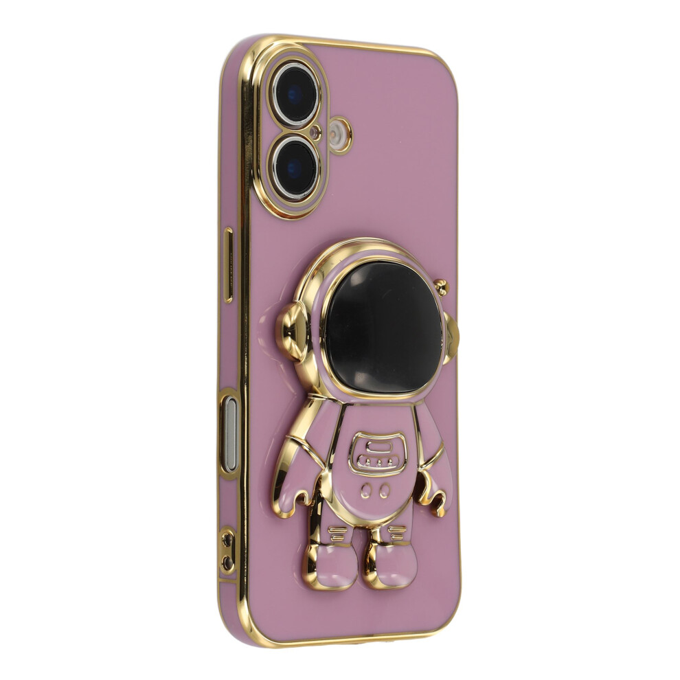 (Iphone 16, ) For Iphone 16 Case Electroplating Soft Tpu Phone Cover With Astronaut Hidden Kickstand Purple 6914285475269