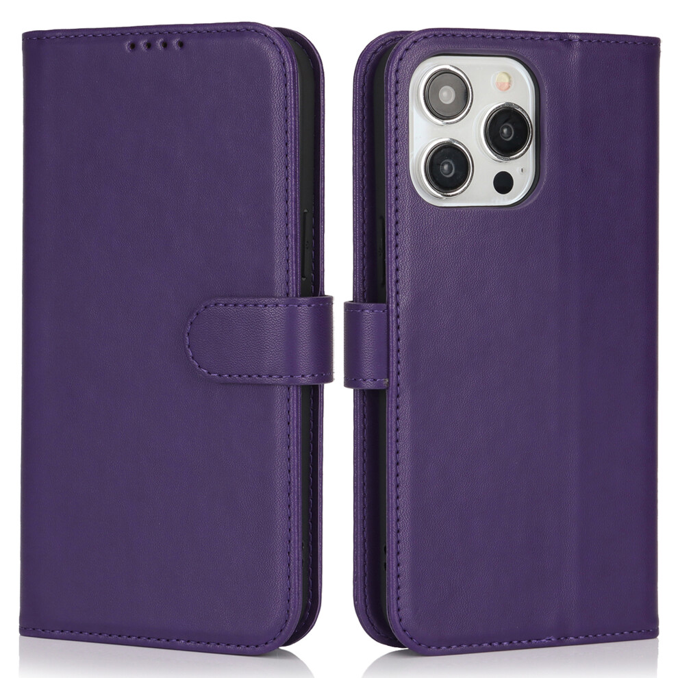 (Iphone 13 Pro Max, Dark ) For Iphone 13 Pro Max/12 Pro Max Stand Case Shockproof Leather Wallet Phone Cover Purple 6914282742708