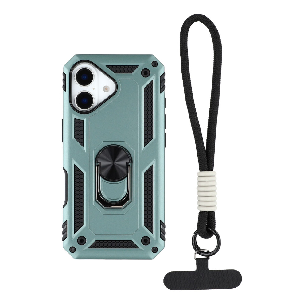 (Iphone 17, Blackish ) For Iphone 17 Case With Wrist Strap Kickstand Pc+Tpu Phone Cover Green 6914283904426
