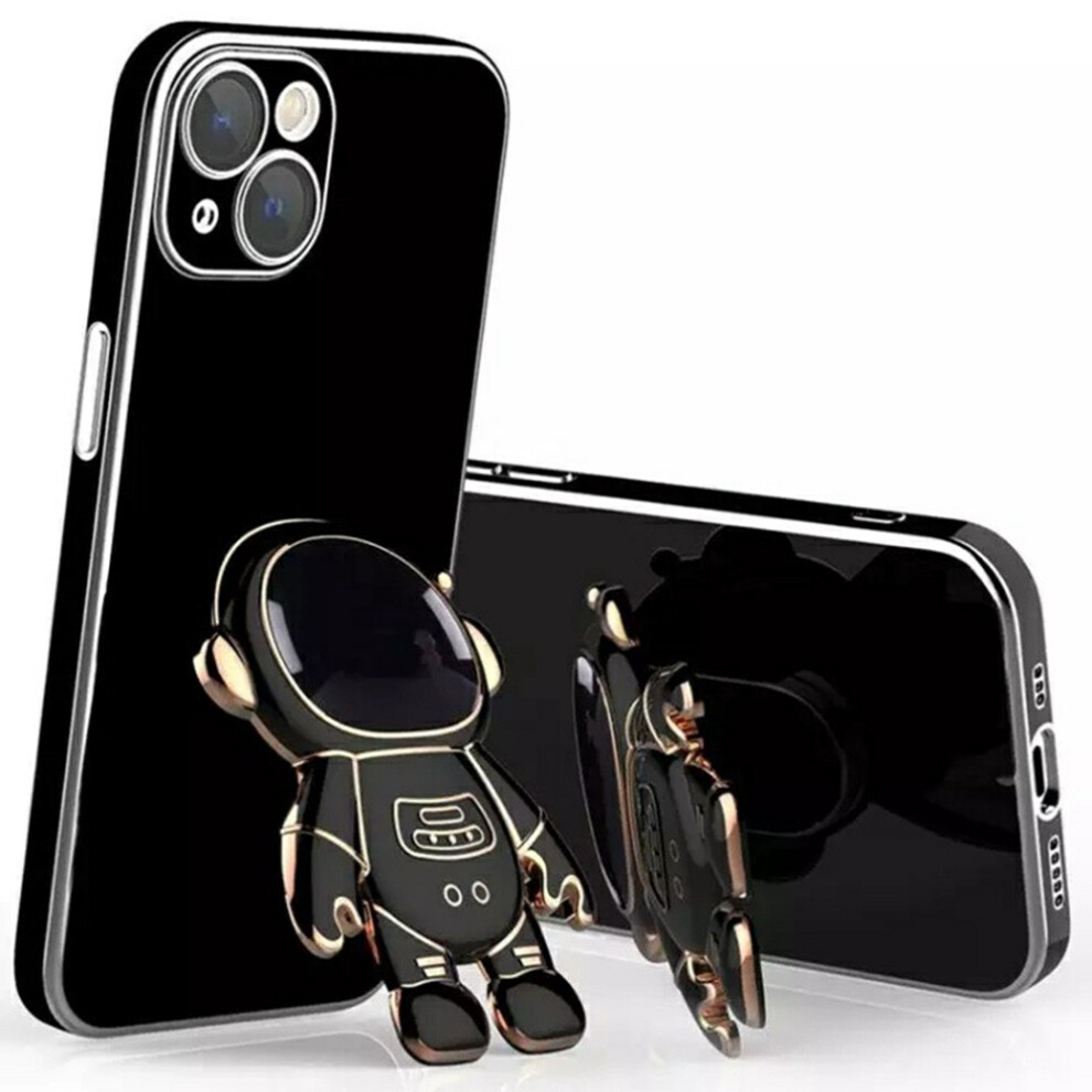 (Iphone 15, ) For Iphone 15 Case Electroplating Soft Tpu Phone Cover Astronaut Hidden Kickstand Black 6914285384745