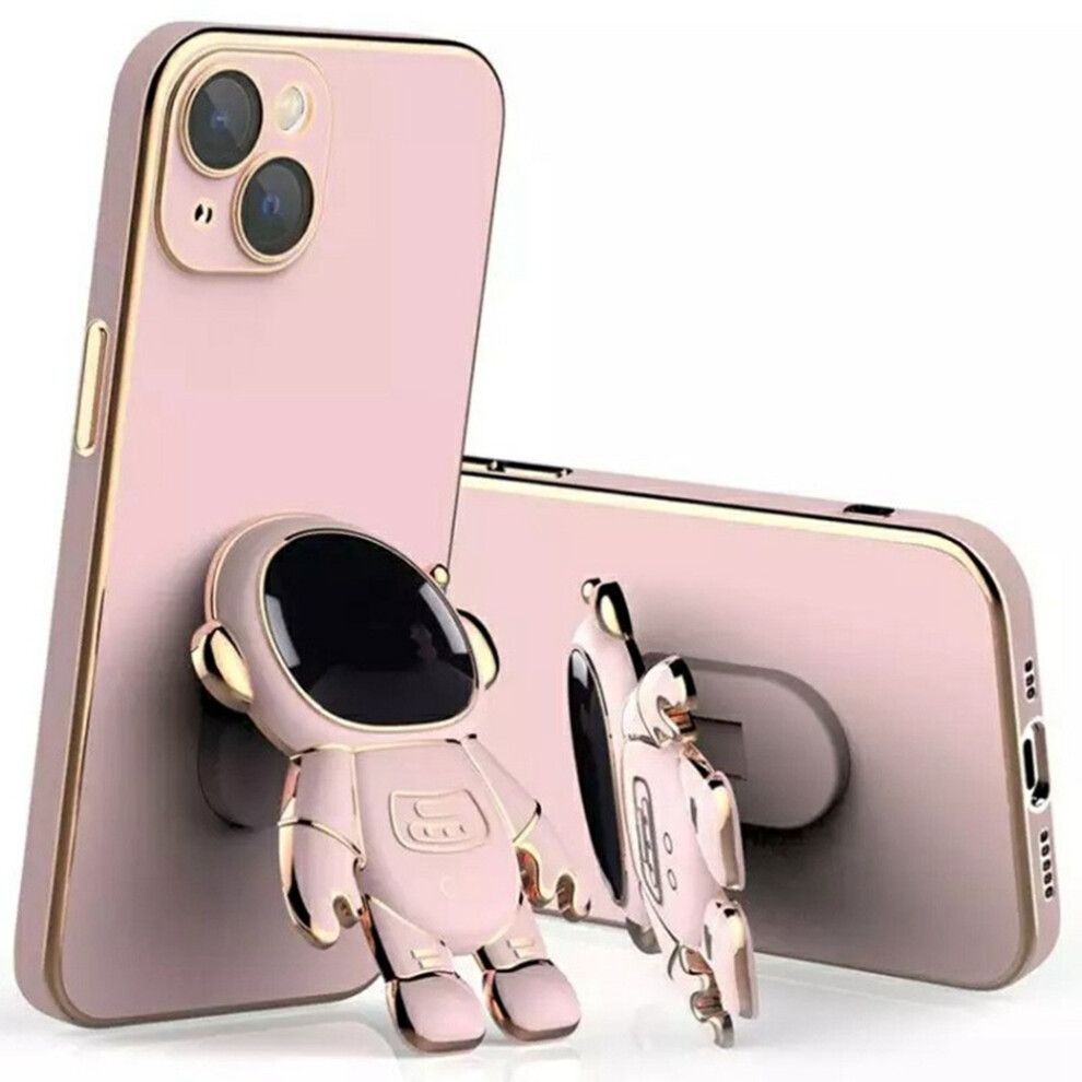 (Iphone 15, ) For Iphone 15 Case Electroplating Soft Tpu Phone Cover Astronaut Hidden Kickstand Pink 6914285671869