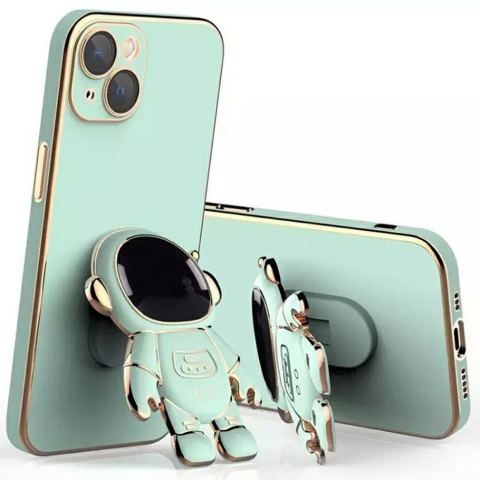 (Iphone 15, Cyan) For Iphone 15 Case Electroplating Soft Tpu Phone Cover Astronaut Hidden Kickstand Blue 6914281796696