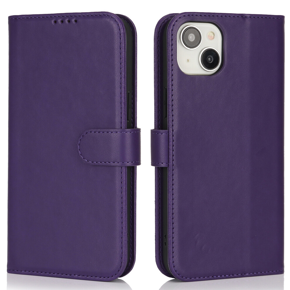 (Iphone 13 Mini, Dark ) For Iphone 13 Mini Stand Case Shockproof Leather Wallet Phone Cover Purple 6914288848879