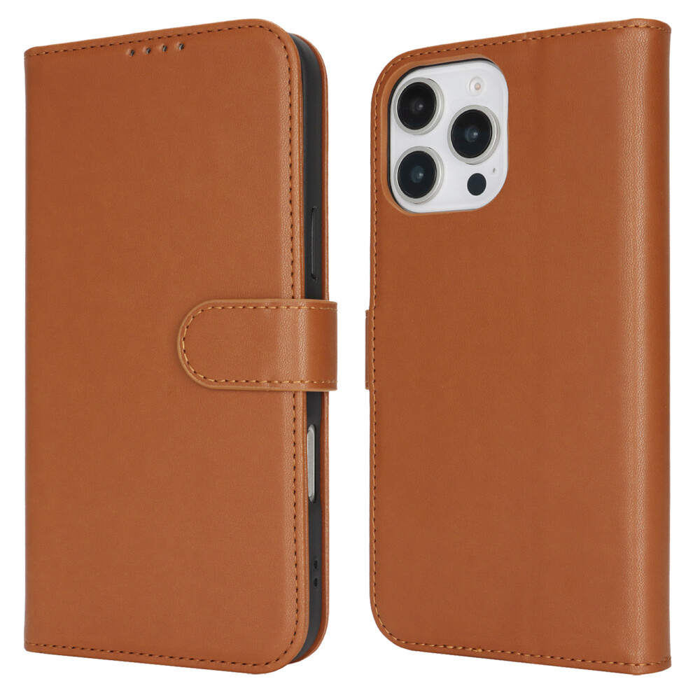(Iphone 16 Pro Max, Light ) For Iphone 16 Pro Max Stand Case Shockproof Leather Wallet Phone Cover Brown 6914288613019