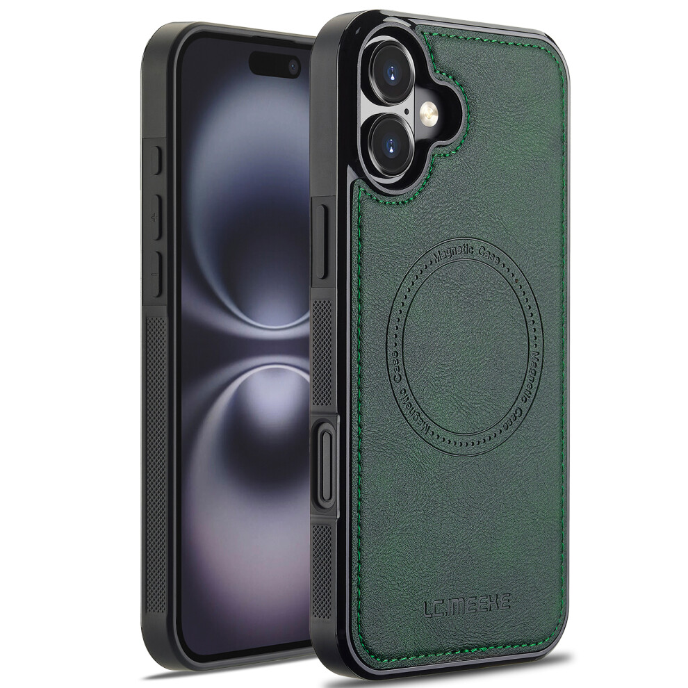 (Iphone 17, ) Lc.imeeke For Iphone 17 Magnetic Case Compatible With Magsafe Leather+Tpu Back Cover Green 6914286024190
