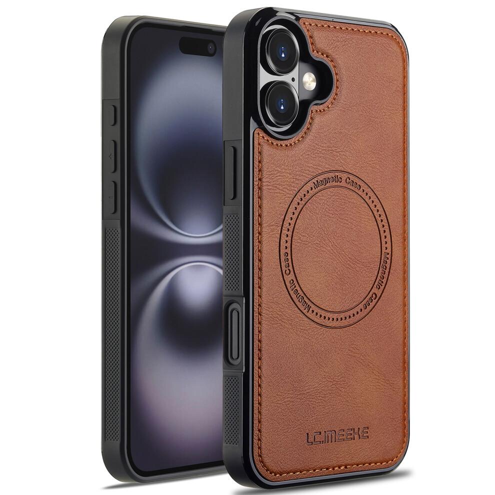 (Iphone 17, ) Lc.imeeke For Iphone 17 Magnetic Case Compatible With Magsafe Leather+Tpu Back Cover Brown 6914287976047