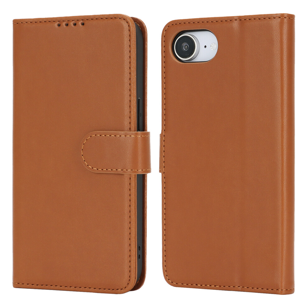 (Iphone 16E, Light ) For Iphone 16E Stand Case Shockproof Leather Wallet Phone Cover Brown 6914287159723