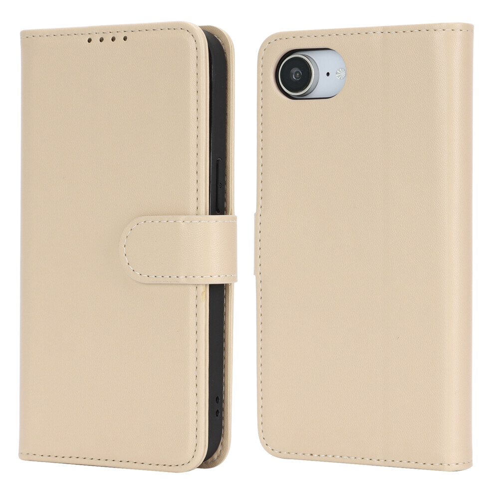 (Iphone 16E, Beige) For Iphone 16E Stand Case Shockproof Leather Wallet Phone Cover Cream 6914287594364