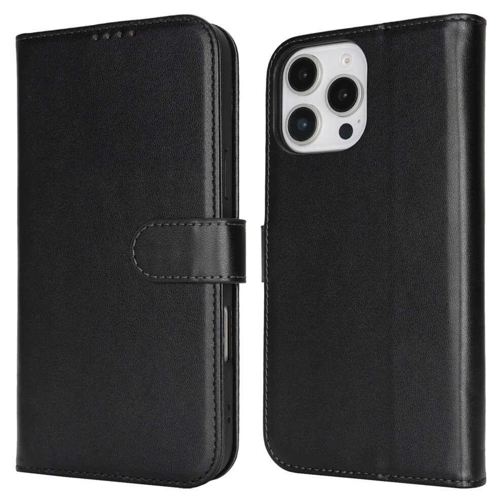 (Iphone 16 Pro Max, ) For Iphone 16 Pro Max Stand Case Shockproof Leather Wallet Phone Cover Black 6914280833743