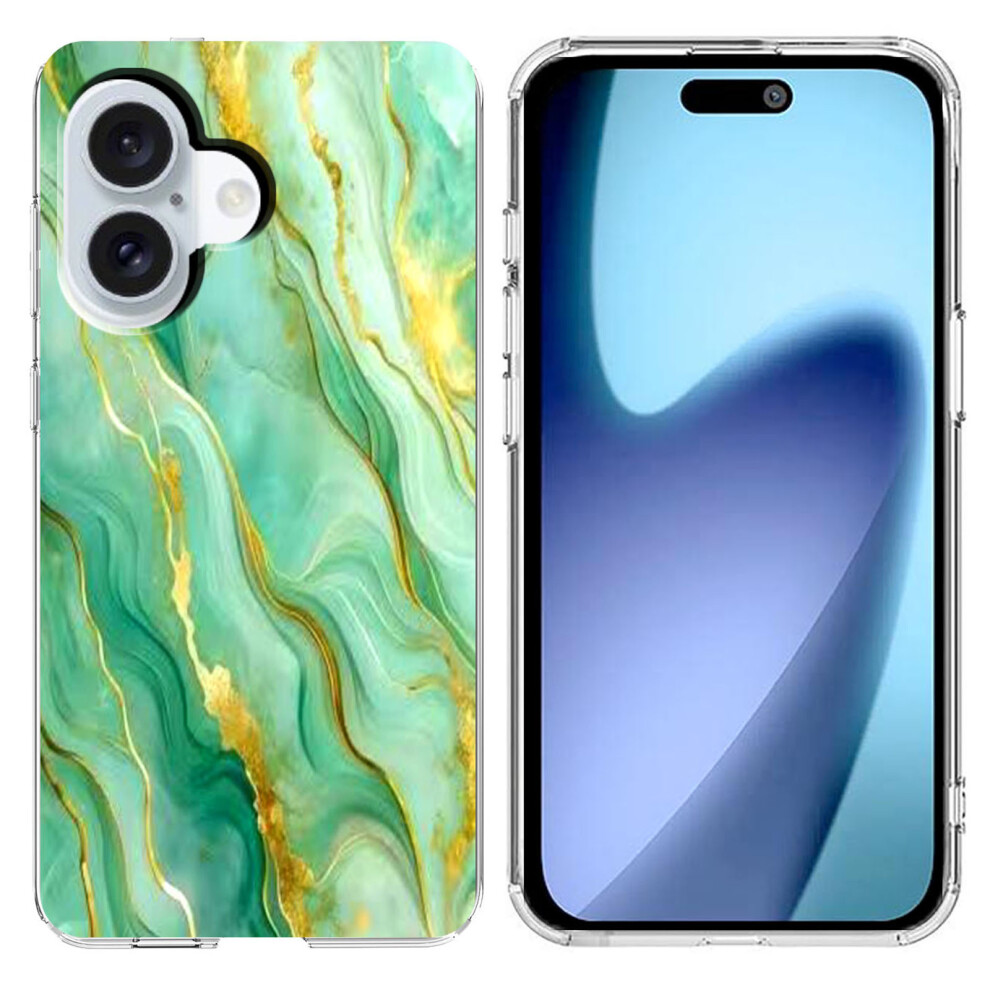 (Iphone 17, ) For Iphone 17 Case Marble Pattern Printing Soft Tpu Phone Cover Green 6914283199518
