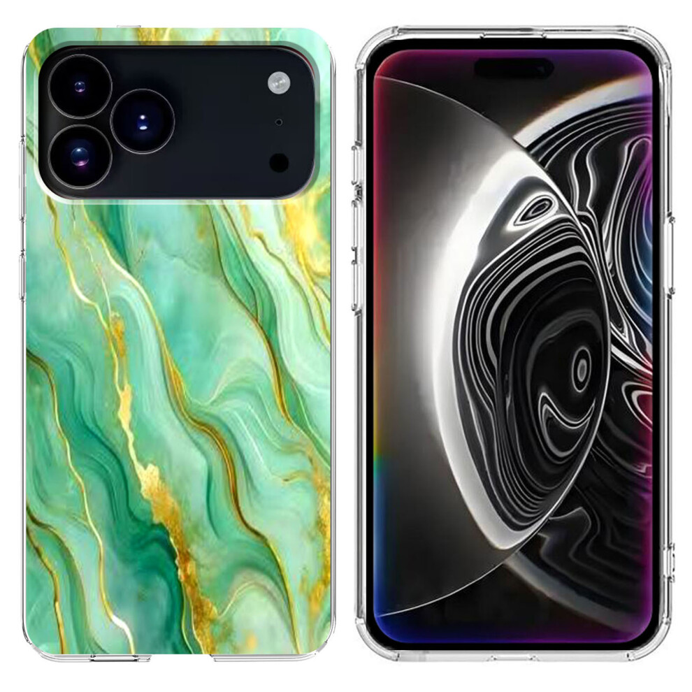 (Iphone 17 Pro Max, ) For Iphone 17 Pro Max Case Marble Pattern Printing Soft Tpu Phone Cover Green 6914284600877