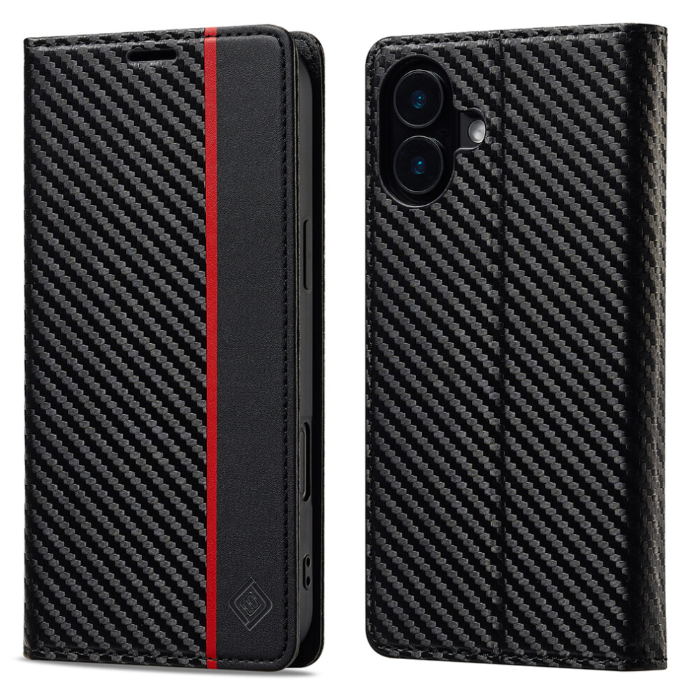 (Iphone 17, Vertical Stripe) Lc.imeeke For Iphone 17 Wallet Case Carbon Fiber Texture Leather Phone Cover 6914288804660